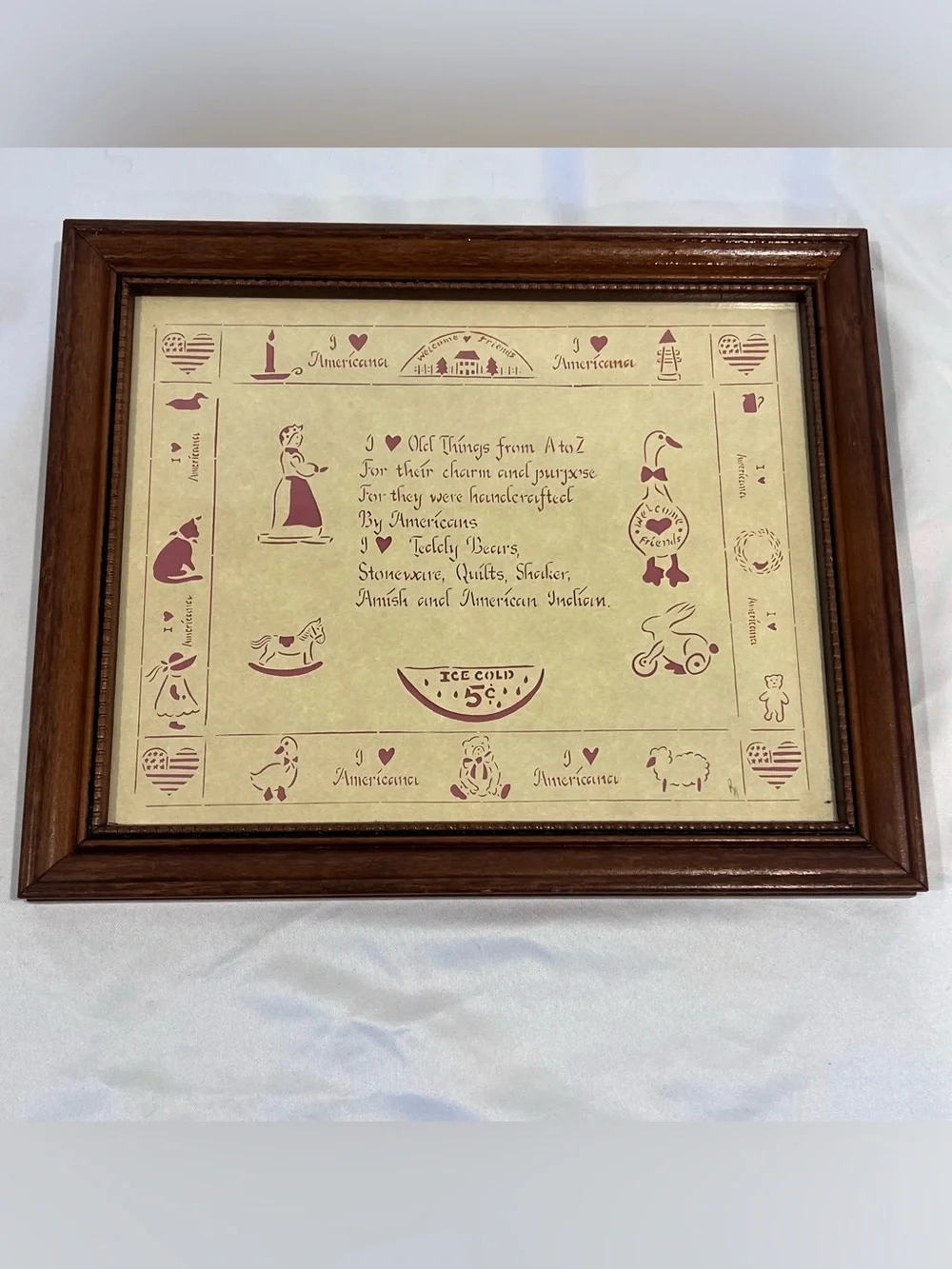Vintage 1986 Designs With Scissors Americana Folk Art Framed Decor